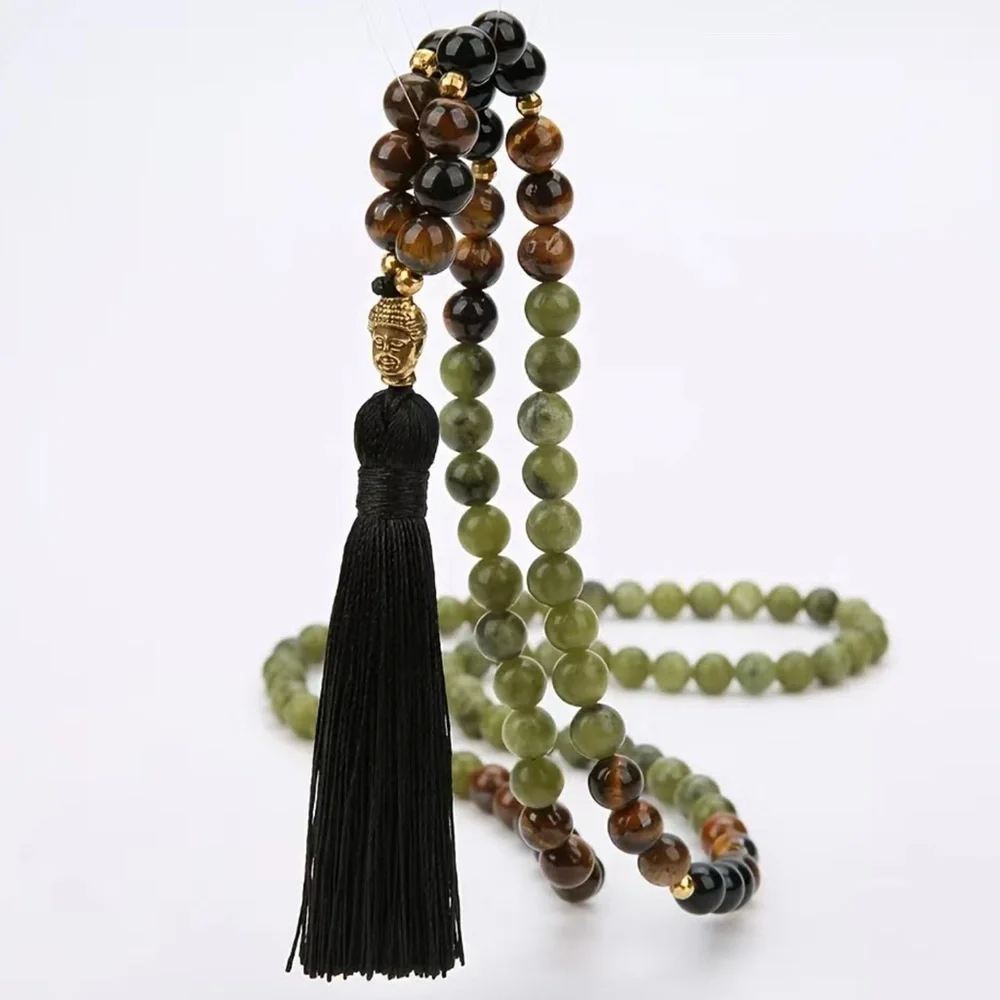 Jade and tigers eye meditation mala - Picture 2 of 8
